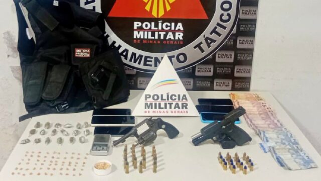 Trio é preso por tráfico de drogas e porte ilegal de armas em Araguari