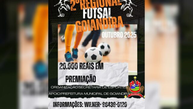 Goiandira realiza 2º Regional de Futsal com R$ 20 mil em premiação