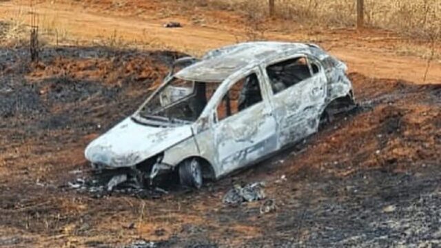 Após capotar, carro pega fogo na BR-153 e deixa uma morte e quatro feridos em Morrinhos
