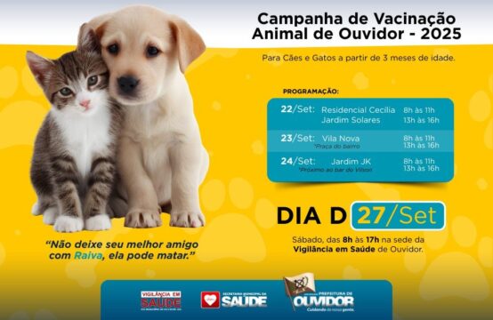 Prefeitura de Ouvidor divulga cronograma da campanha de vacinação antirrábica 2025
