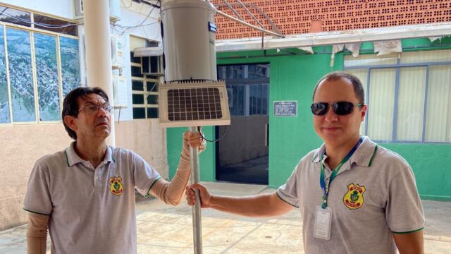 Pluviômetro é instalado em Marzagão dentro do projeto estadual de monitoramento das chuvas