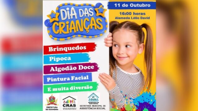 Prefeitura de Goiandira prepara programação especial para celebrar o Dia das Crianças neste sábado (11)