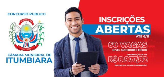 Câmara Municipal de Itumbiara/GO abre Concurso Público com vagas para níveis Superior e Médio