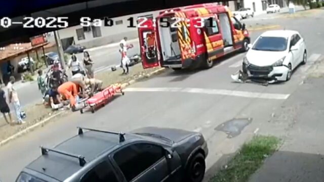 Motociclista fica ferido após acidente entre carro e moto no Setor Universitário em Catalão, veja vídeo