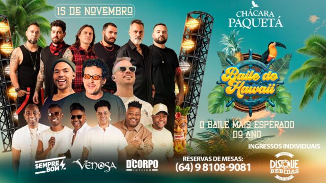 Baile do Hawaii promete noite de diversão e boa música na Chácara Paquetá em 15 de novembro