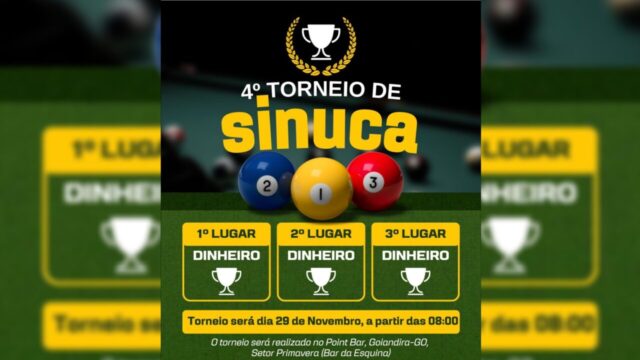4º Torneio de Sinuca de Goiandira promete reunir jogadores em dia de lazer e confraternização