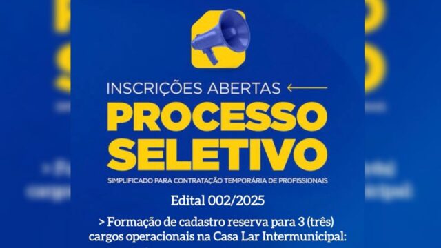 Encerram no dia 14 as inscrições do processo seletivo da Prefeitura de Goiandira para a Casa Lar Intermunicipal