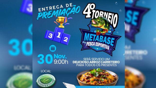 Entrega de premiação marca o 4º Torneio Metabase de Pesca Esportiva