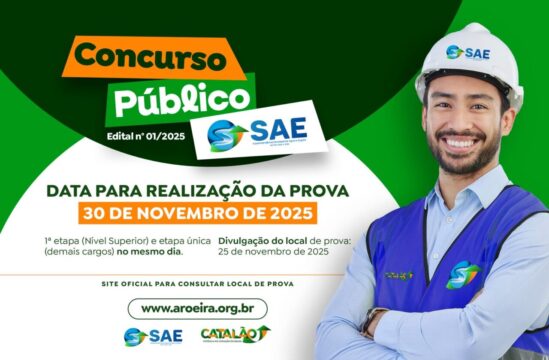 Provas do concurso da SAE de Catalão serão aplicadas no dia 30 de novembro
