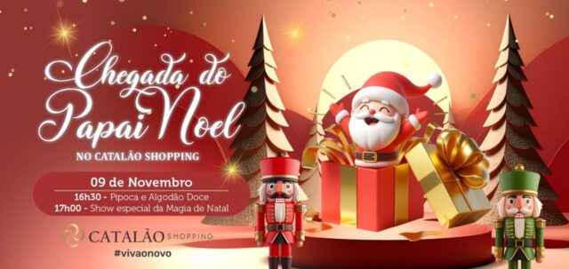 Chegada do Papai Noel marca início das celebrações natalinas no Catalão Shopping