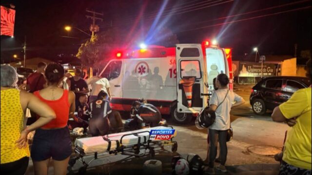 Acidente entre carro e moto deixa duas jovens feridas em Caldas Novas