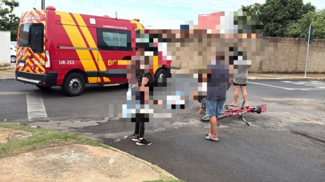 Motociclista fica ferido após colisão em cruzamento na Vila União, em Catalão