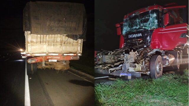 Colisão traseira entre carretas deixa uma pessoa ferida na BR-050 em Campo Alegre de Goiás