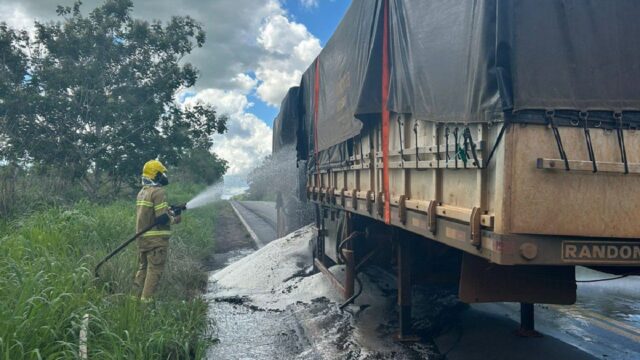 Incêndio atinge carreta na GO-330, em Catalão