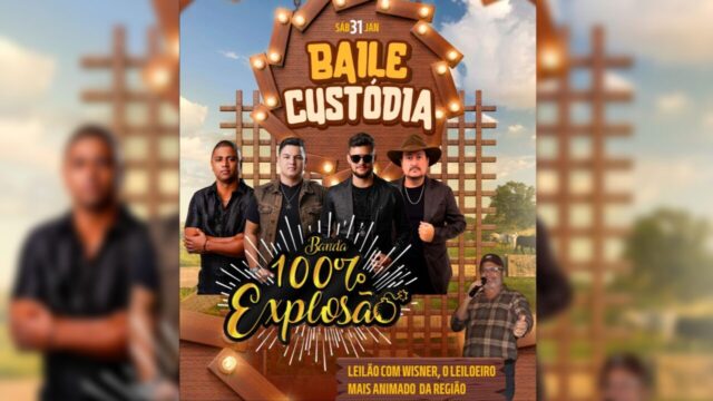 Banda 100% Explosão é atração principal do Baile Custódia neste sábado (31)