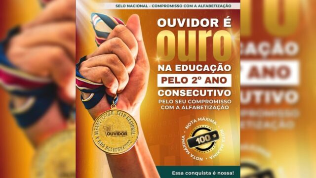 Ouvidor conquista selo ouro na alfabetização pelo segundo ano consecutivo