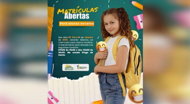 Matrículas para alunos novatos são abertas na Escola Pingo de Gente em Marzagão