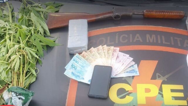 CPE apreende pés de maconha, arma e munições durante operação na zona rural de Campo Alegre de Goiás