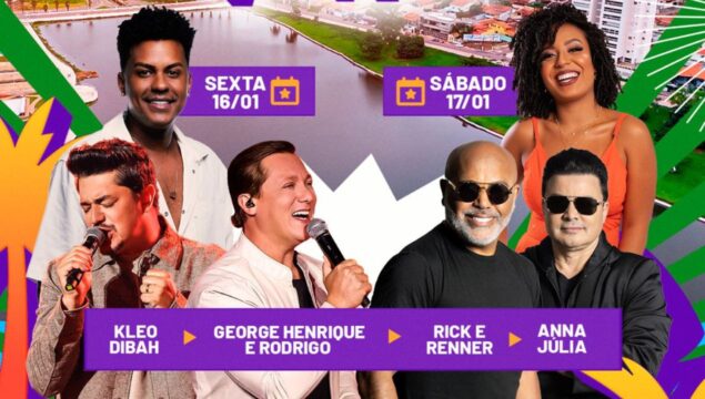 Festival de Verão em Catalão terá dois dias de shows gratuitos com George Henrique e Rodrigo, Rick e Renner e outras atrações nacionais e regionais