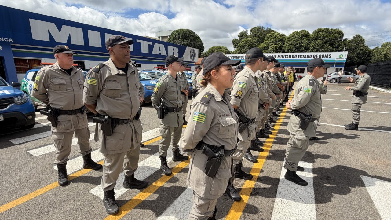 Lançamento da Operação 2026 Seguro na sede do 9º CRPM, em Catalão. (Foto: divulgação/PMGO)