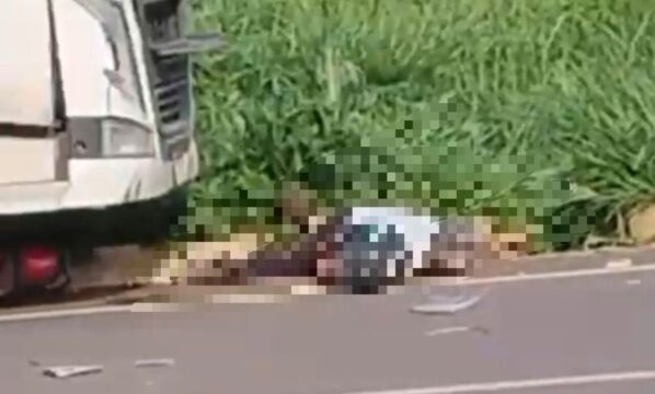Colisão entre caminhão e motocicleta deixa dois feridos na GO-020, em Pires do Rio