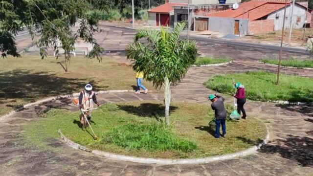 Prefeitura realiza ação de limpeza e poda em espaços públicos de Marzagão