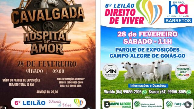Cavalgada e 6º Leilão Direito de Viver mobilizam Campo Alegre de Goiás em prol do Hospital de Amor
