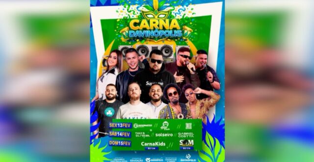 Carna Davinópolis 2026 terá três dias de festa com shows, DJs, CarnaKids e som automotivo