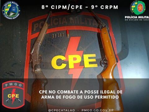 Orizona: CPE apreende espingardas e conduz dois após denúncia de disparos em fazenda