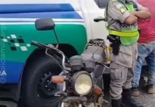 Polícia Rodoviária flagra motocicleta com sinais adulterados na GO-139, em Marzagão