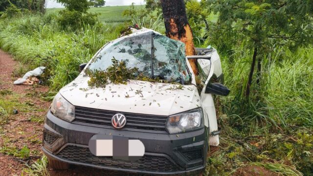 Homem de 35 anos morre após carro capotar e colidir contra árvore na MG-413, em Araguari