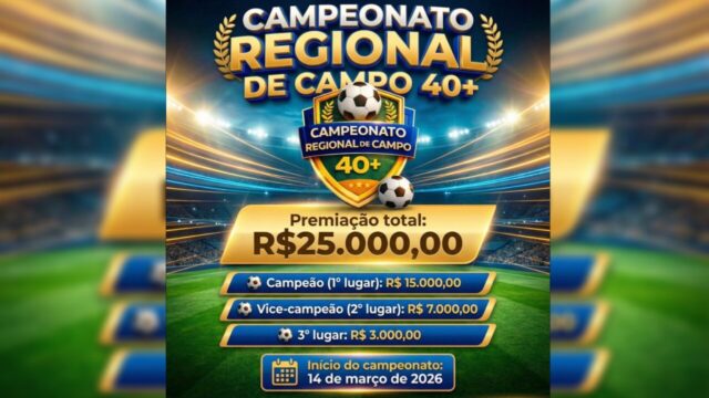 Campeonato Regional de Campo 40+ começa neste sábado (14) em Corumbaíba com premiação de R$ 25 mil