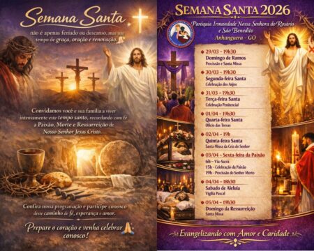 Semana Santa 2026: Paróquia de Anhanguera divulga programação completa das celebrações