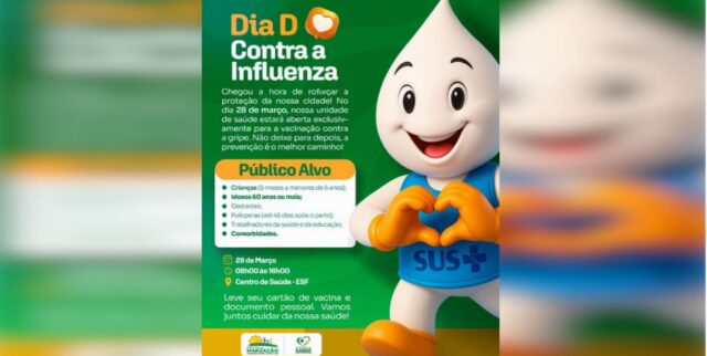 Dia D contra a Influenza será realizado no dia 28 de março em Marzagão