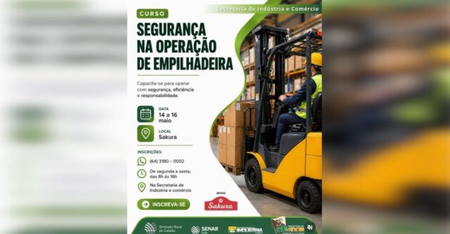 Ouvidor abre inscrições para curso de operação de empilhadeira