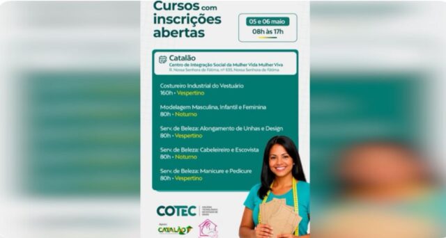 Cursos profissionalizantes têm inscrições abertas em Catalão nesta semana