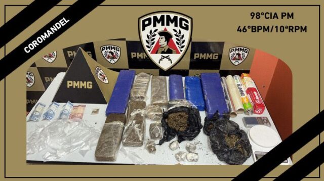 Polícia Militar prende quatro suspeitos e apreende grande quantidade de drogas em Coromandel
