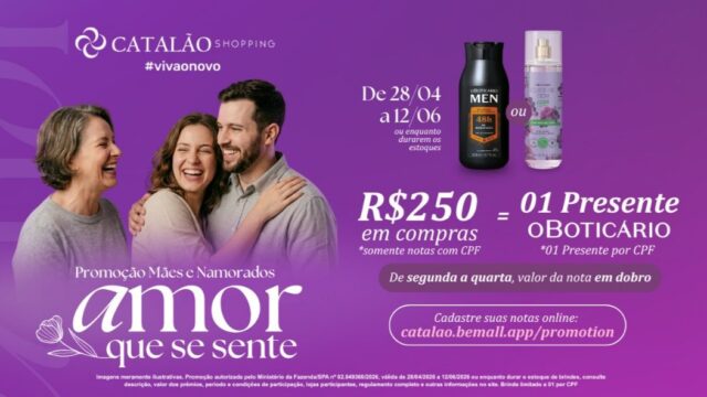 Catalão Shopping lança campanha de Mães e Namorados com brindes exclusivos de O Boticário