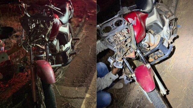 Motociclista e passageiro ficam feridos após acidente no trevo da MG-223, em Monte Carmelo