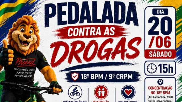 PROERD promove Pedalada Contra as Drogas em Catalão neste sábado com sorteio de bicicletas e atividades para famílias