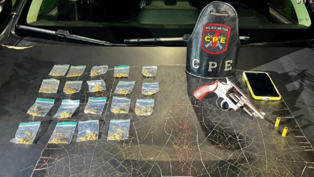 Suspeito é preso por tráfico de drogas e posse ilegal de arma de fogo no Distrito de Pires Belo, município de Catalão