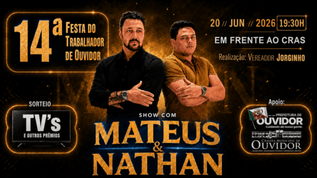 Vereador Jorginho realiza 14ª Festa do Trabalhador de Ouvidor com show de Mateus e Nathan