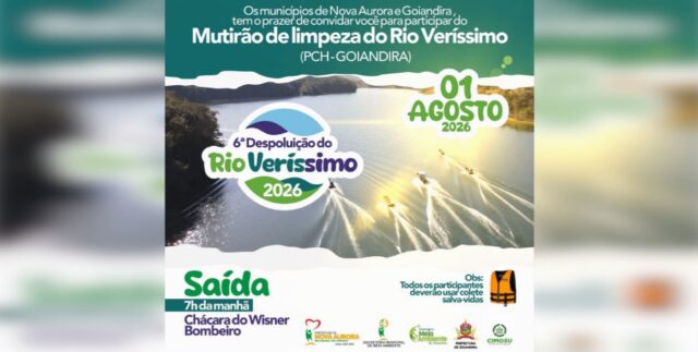 Mutirão de limpeza do Rio Veríssimo será realizado no dia 1º de agosto entre Goiandira e Nova Aurora