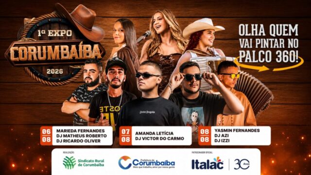 Palco 360º terá atrações regionais durante a 1ª Expo Corumbaíba 2026