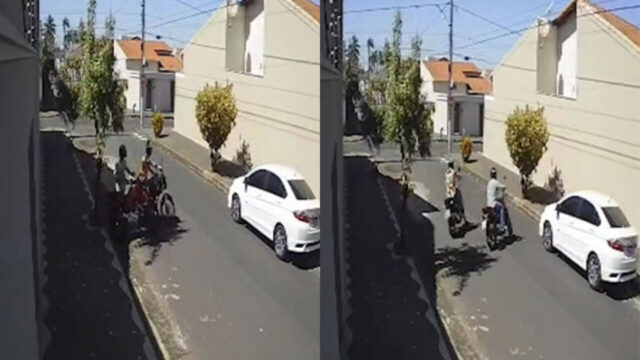 Câmeras flagram dupla furtando motocicleta em plena luz do dia em Uberlândia
