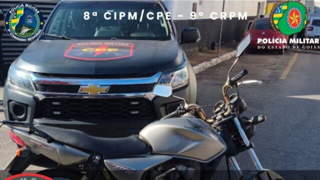 CPE recupera motocicleta com registro de furto durante patrulhamento em Catalão