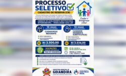 Prefeitura de Goiandira abre inscrições para processo seletivo com vagas de cadastro de reserva para Casa Lar Prefeitura de Goiandira abre inscrições para processo seletivo com vagas de cadastro de reserva para Casa Lar
