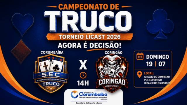 Corumbaíba e Coringão disputam final do Campeonato de Truco do Torneio Licast 2026 neste domingo (19)