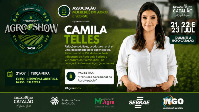 Camila Telles abre oficialmente a Agro é Show nesta terça-feira (21) com palestra sobre sucessão familiar no agronegócio