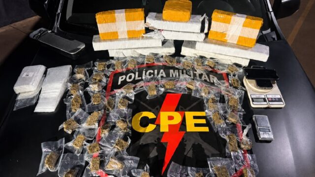 CPE apreende cerca de 11 kg de maconha e duas pessoas são conduzidas em Pires do Rio